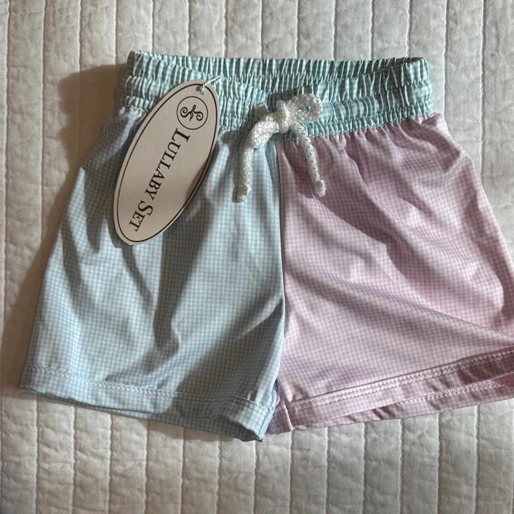 Kids Gingham Shorts - Blue, Mint and Pink